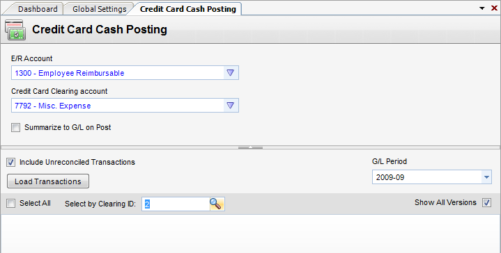 credit card cash posting