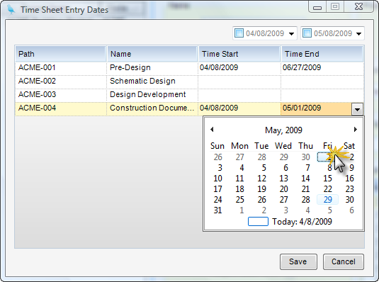 Allowable Date ranges 2