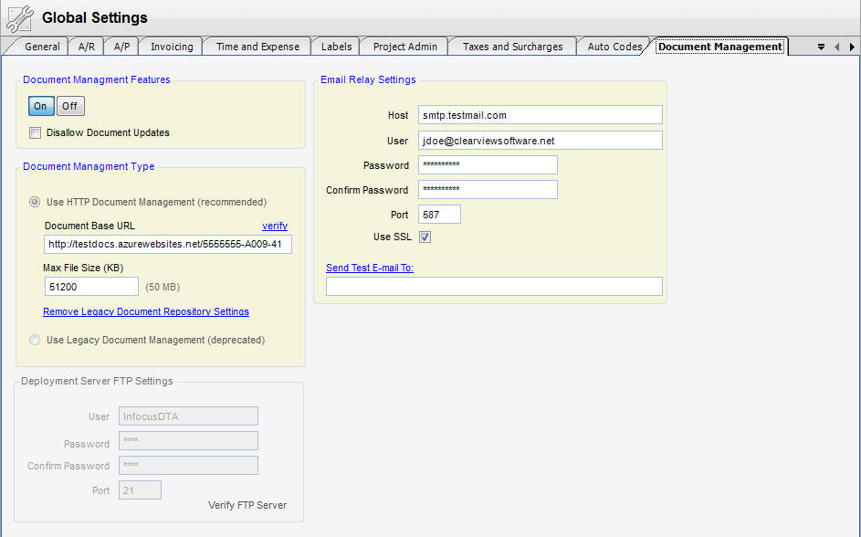 Document ManagementGlobalSettingsTab